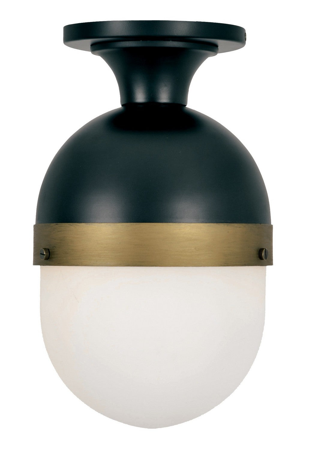 Capsule One Light Outdoor Semi Flush Mount in Matte Black + Textured Gold