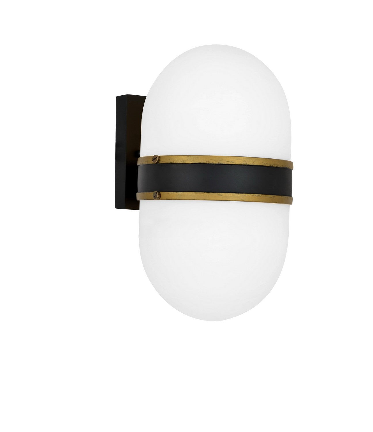 Capsule One Light Outdoor Wall Sconce in Matte Black + Textured Gold