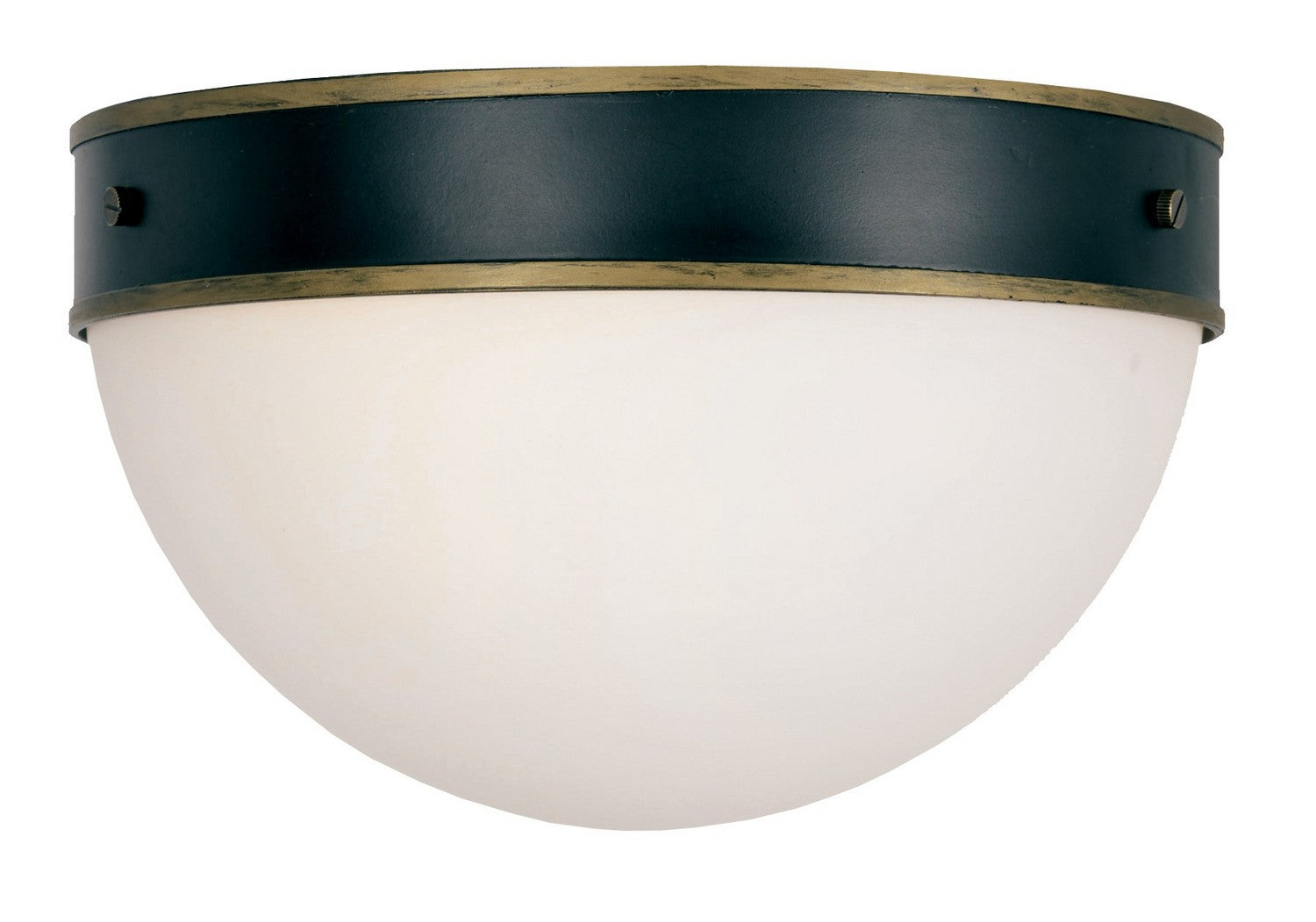 Capsule Two Light Outdoor Flush Mount in Matte Black + Textured Gold