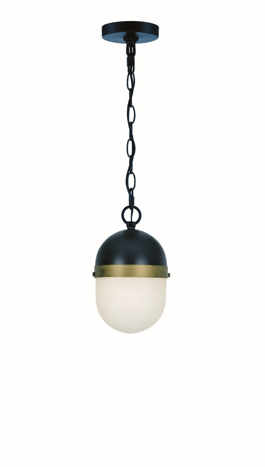 Capsule Three Light Outdoor Pendant in Matte Black + Textured Gold
