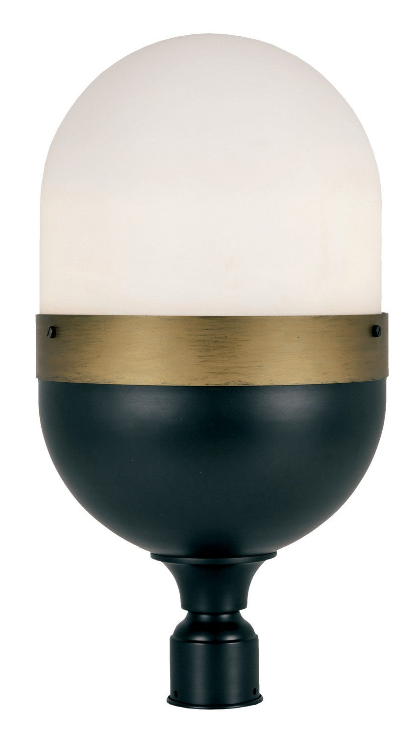 Capsule Three Light Outdoor Post Mount in Matte Black + Textured Gold