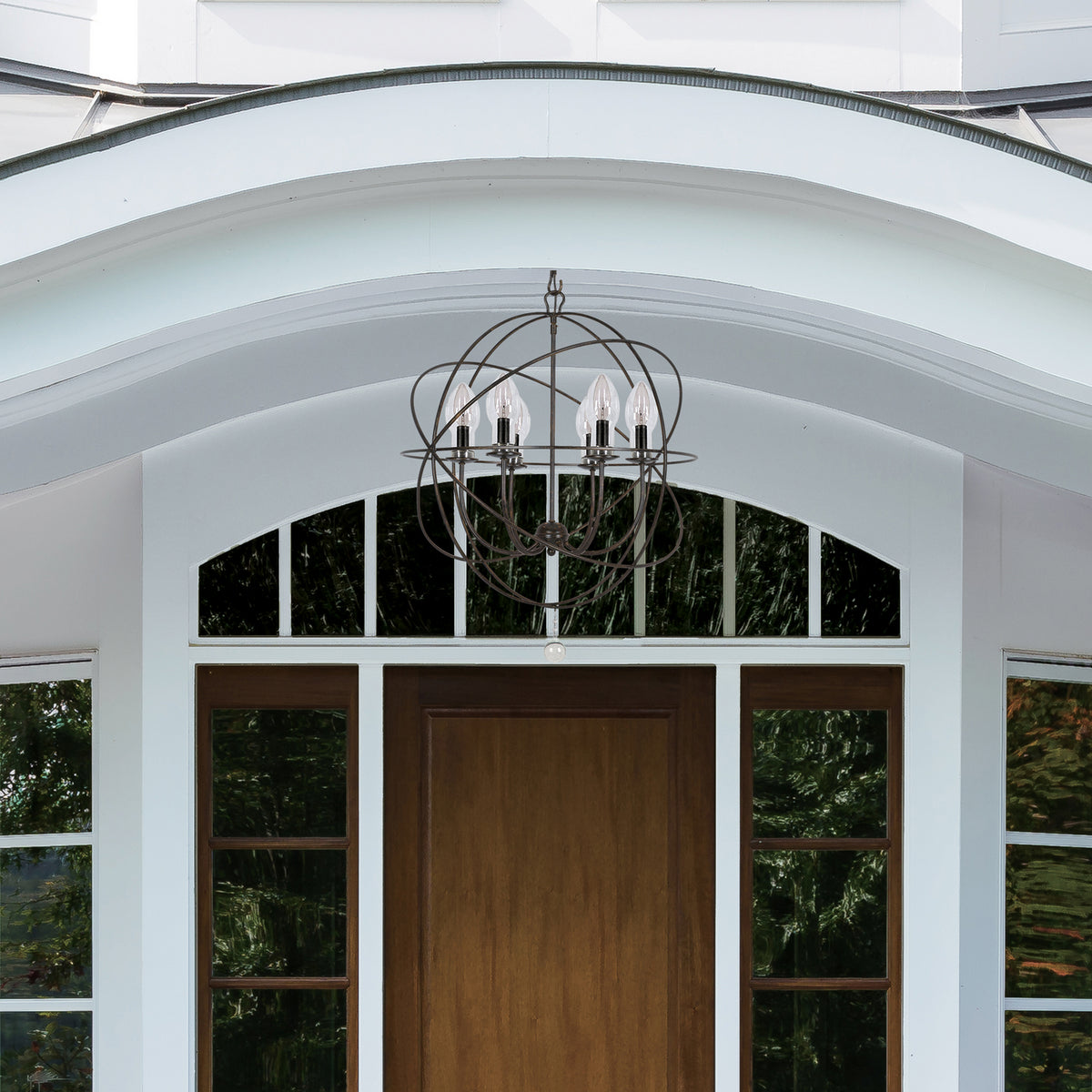Solaris Six Light Outdoor Chandelier in English Bronze