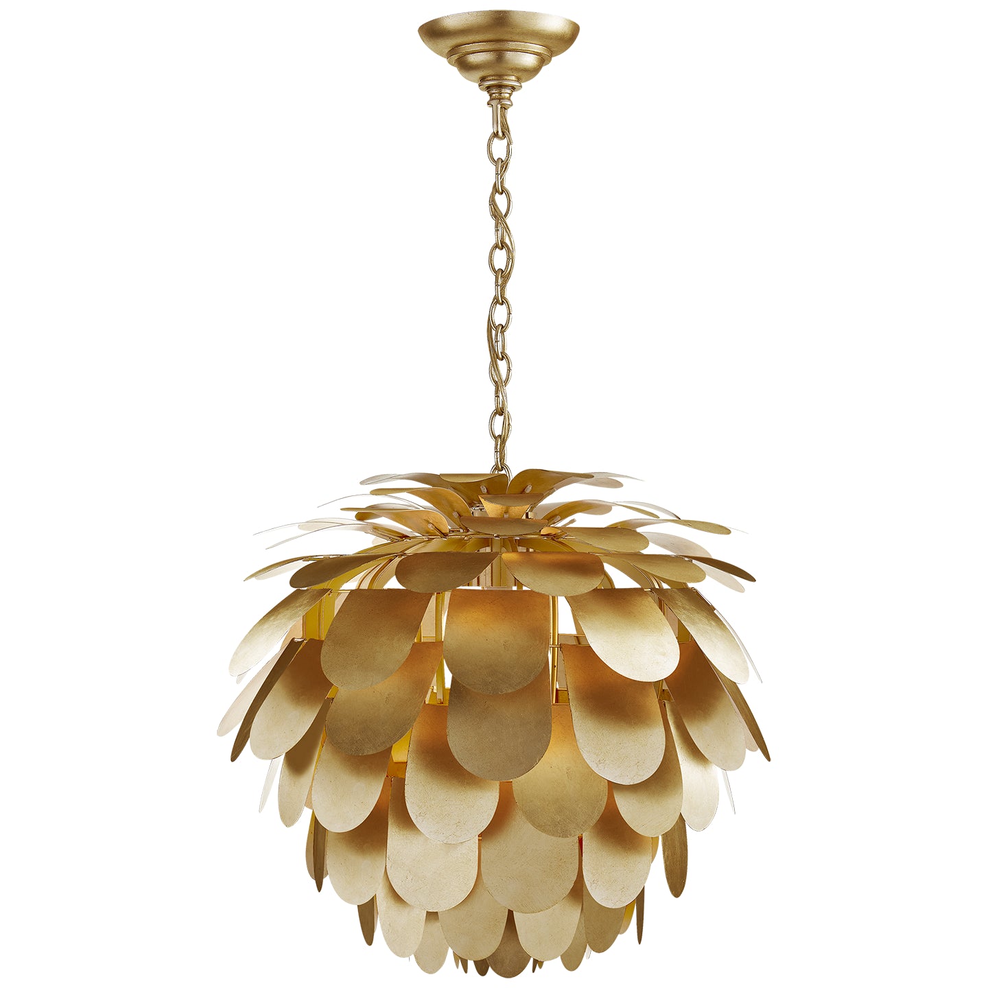 Cynara Medium Chandelier in White and Gild.