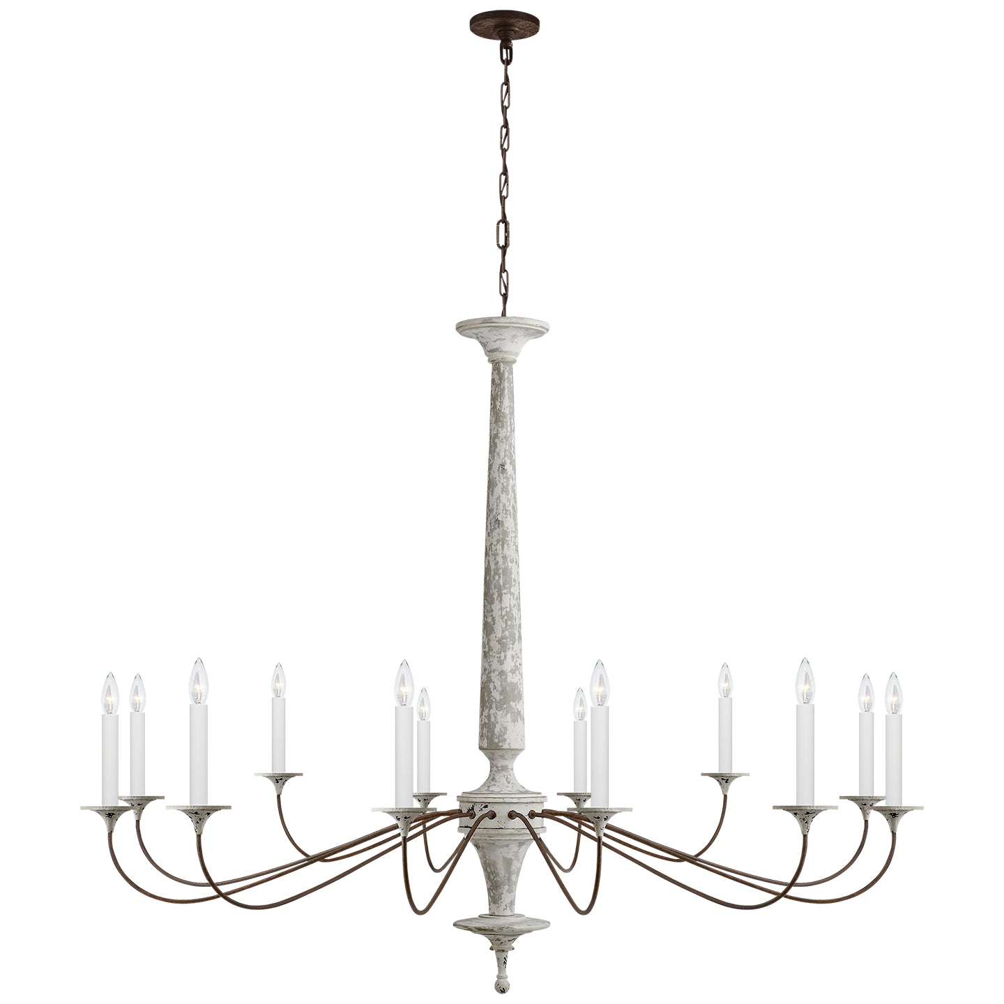 Bordeaux 12 Light Chandelier in Swedish White and Natural Rust
