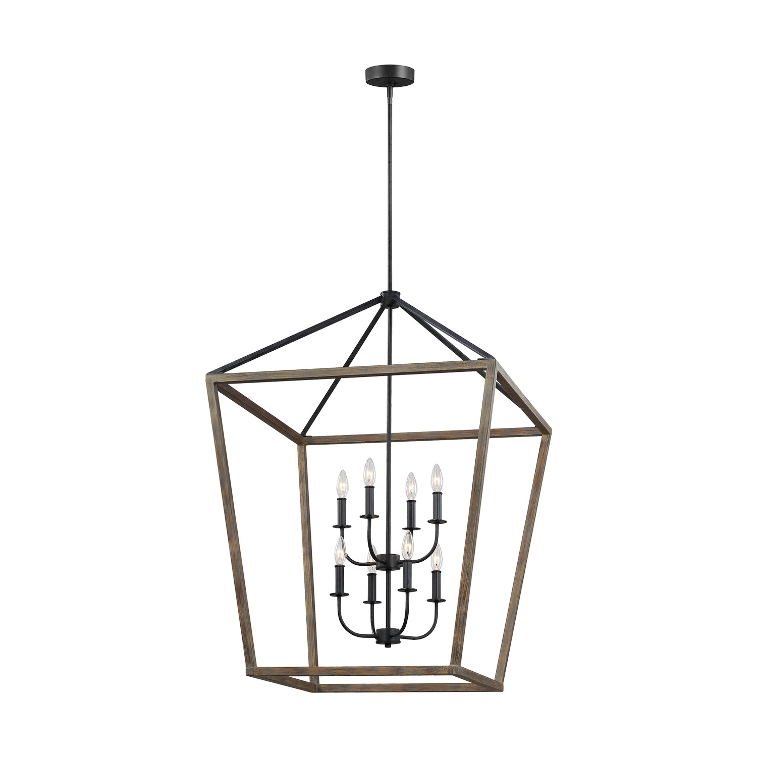 Lustre Gannet à huit lumières en chêne vieilli et fer forgé antique