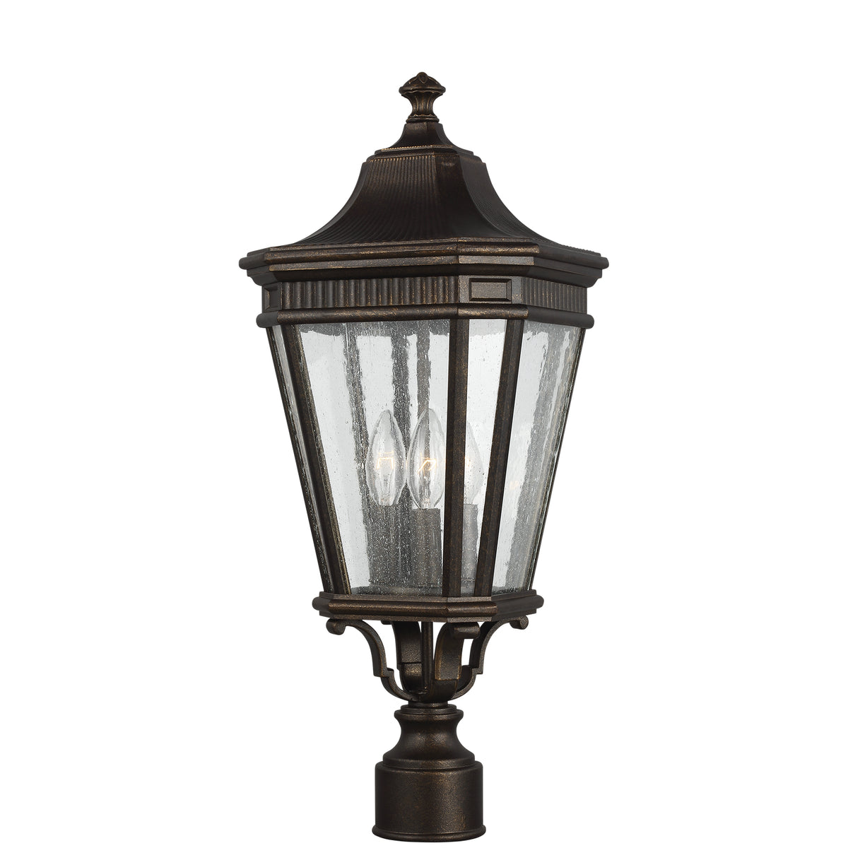 Cotswold Lane Three Light Post/Pier Lantern in Grecian Bronze