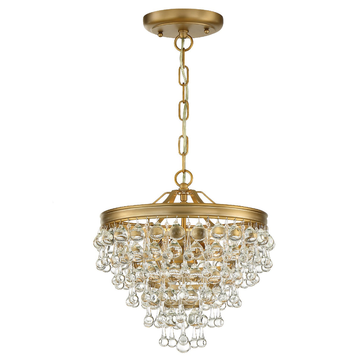 Calypso Three Light Mini Chandelier in Vibrant Gold
