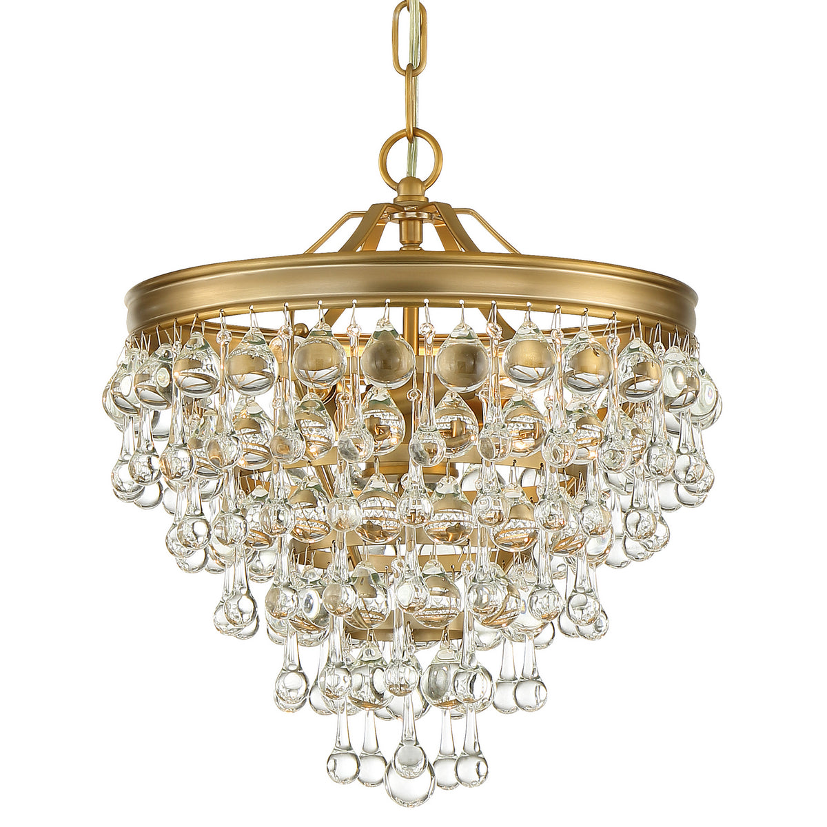 Calypso Three Light Mini Chandelier in Vibrant Gold