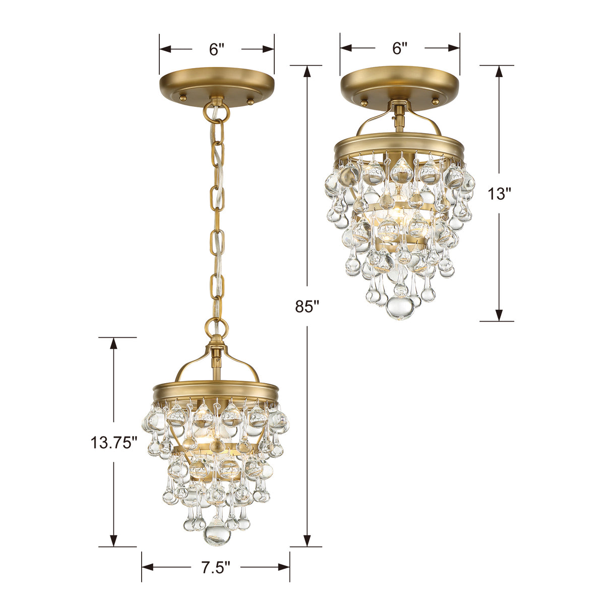 Calypso One Light Semi Flush Mount in Vibrant Gold