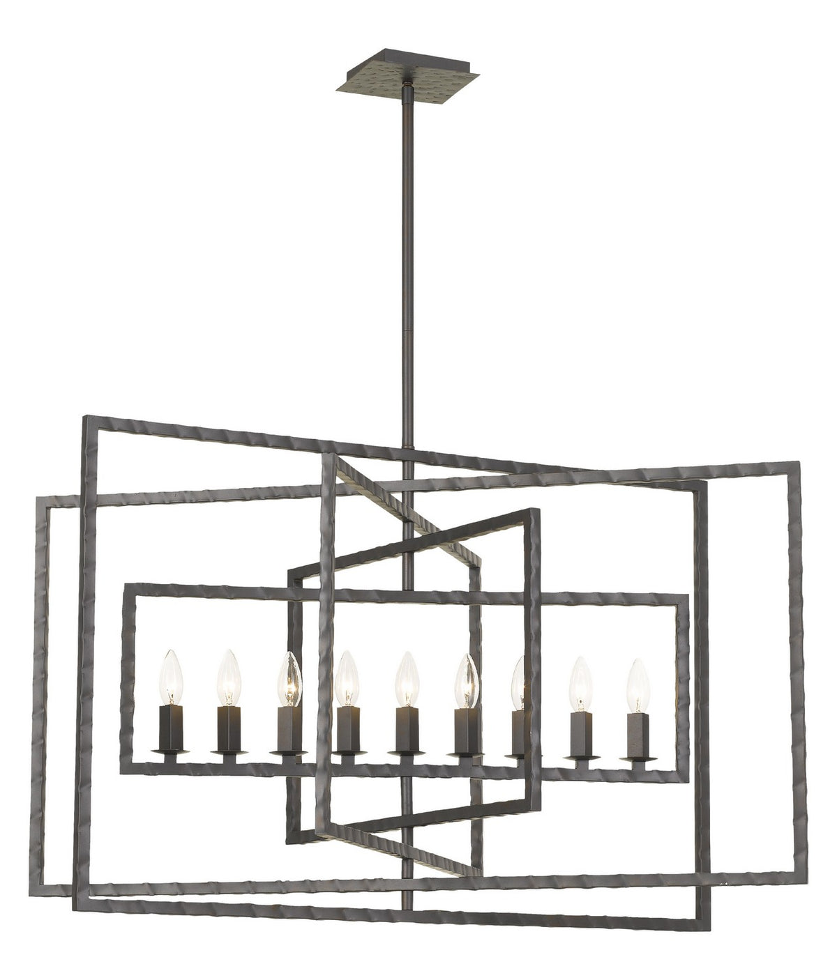 Capri Nine Light Chandelier in Raw Steel