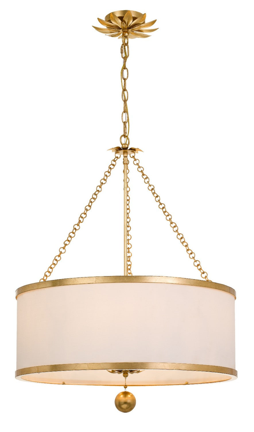 Broche Six Light Chandelier in Antique Gold