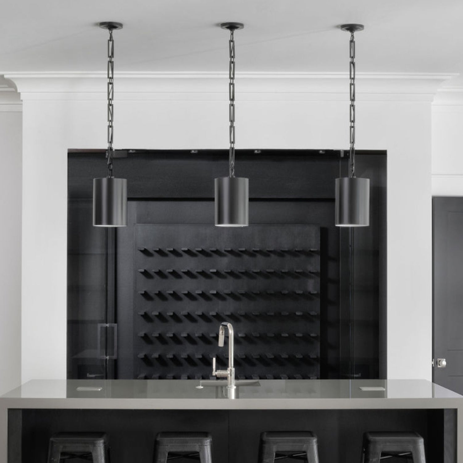 Alston One Light Mini Chandelier in Matte Black + White