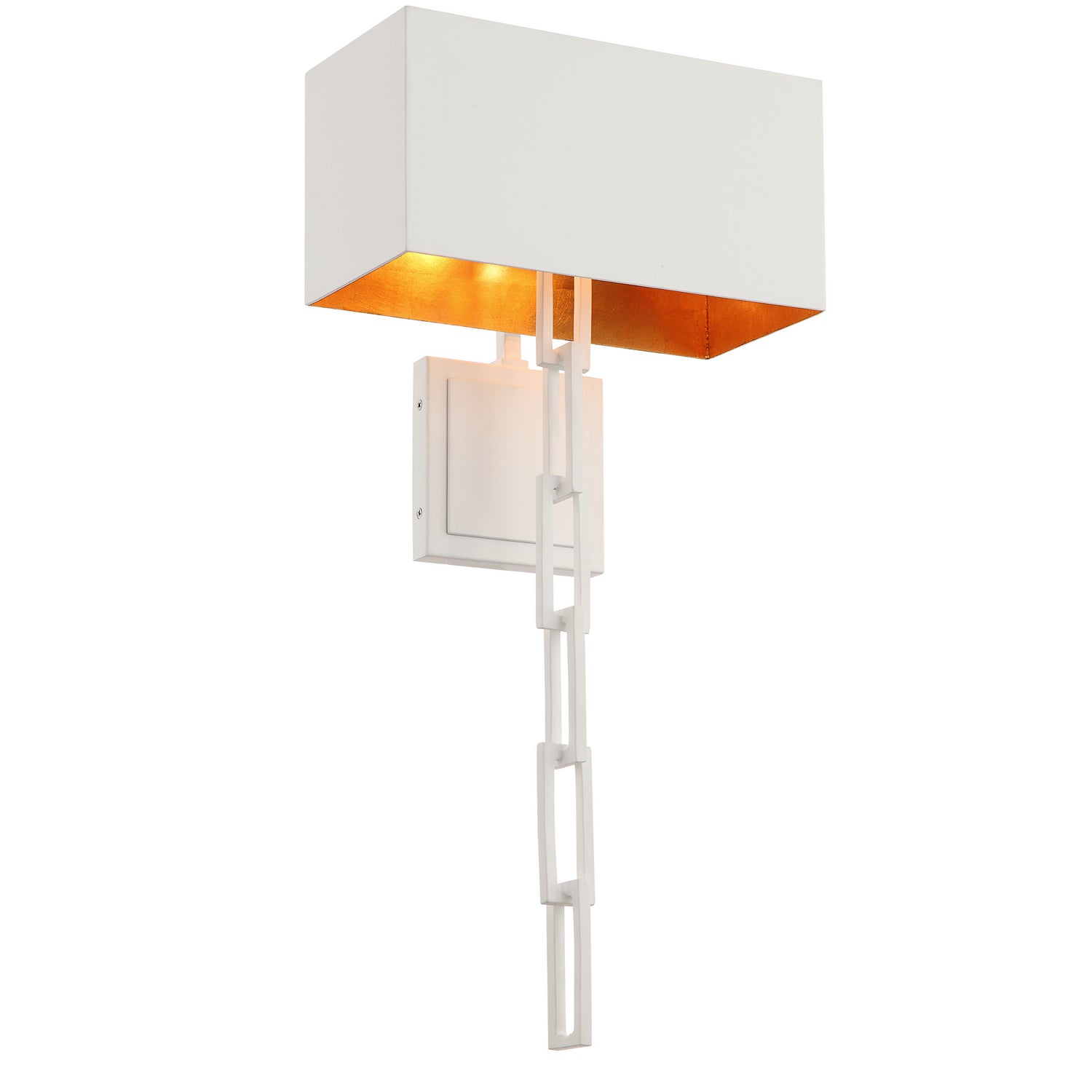 Alston Two Light Wall Sconce in Matte White + Antique Gold