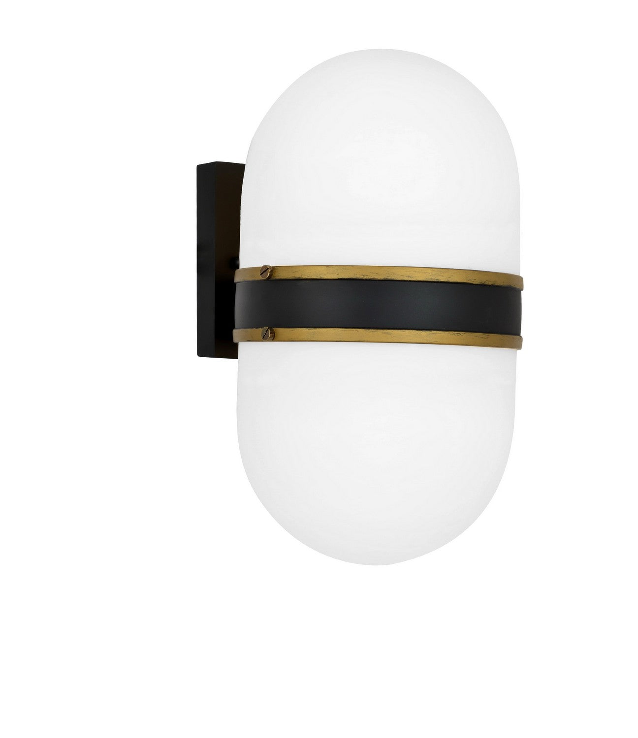 Capsule Two Light Outdoor Wall Sconce in Matte Black + Textured Gold