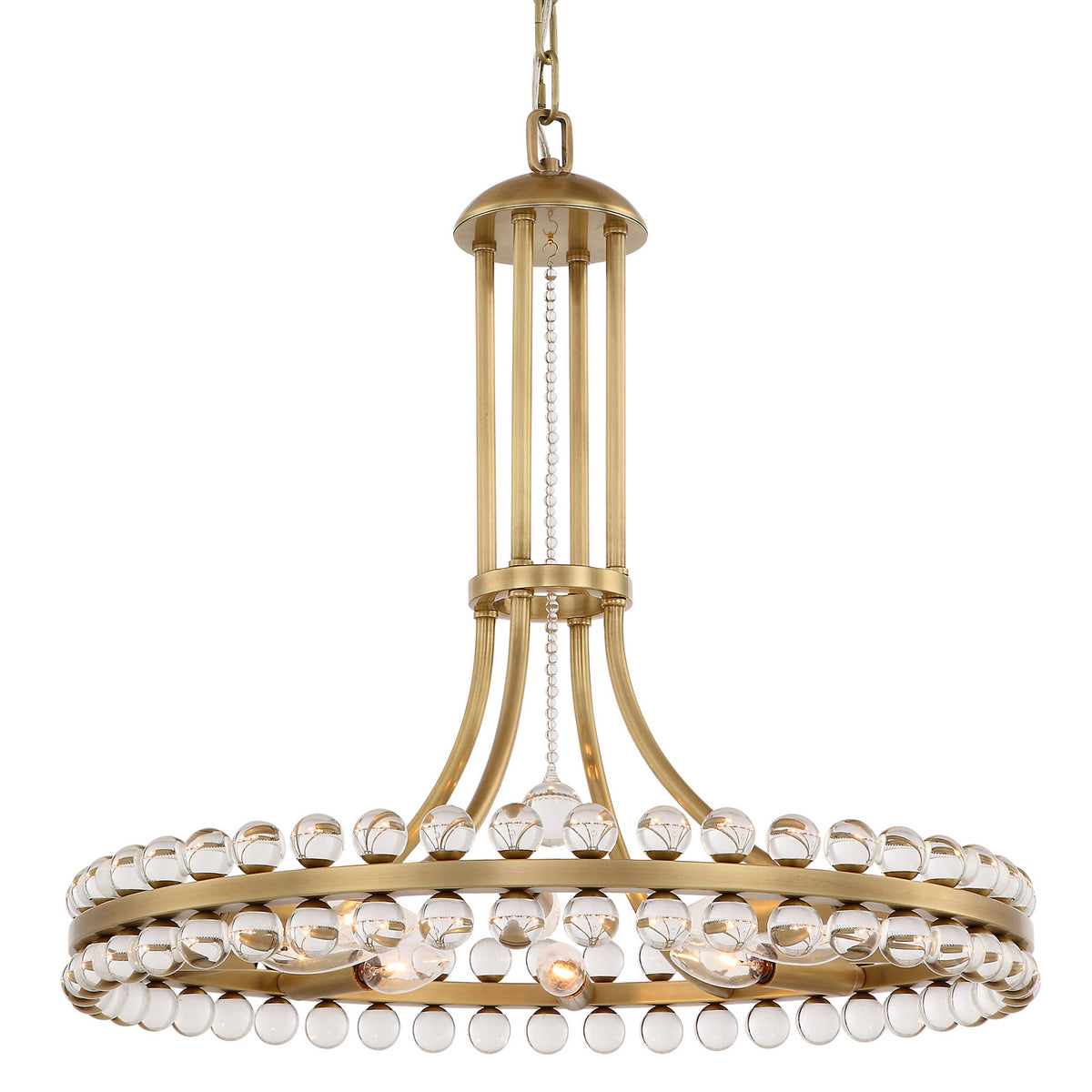 Clover Eight Light Chandelier in Aged Brass