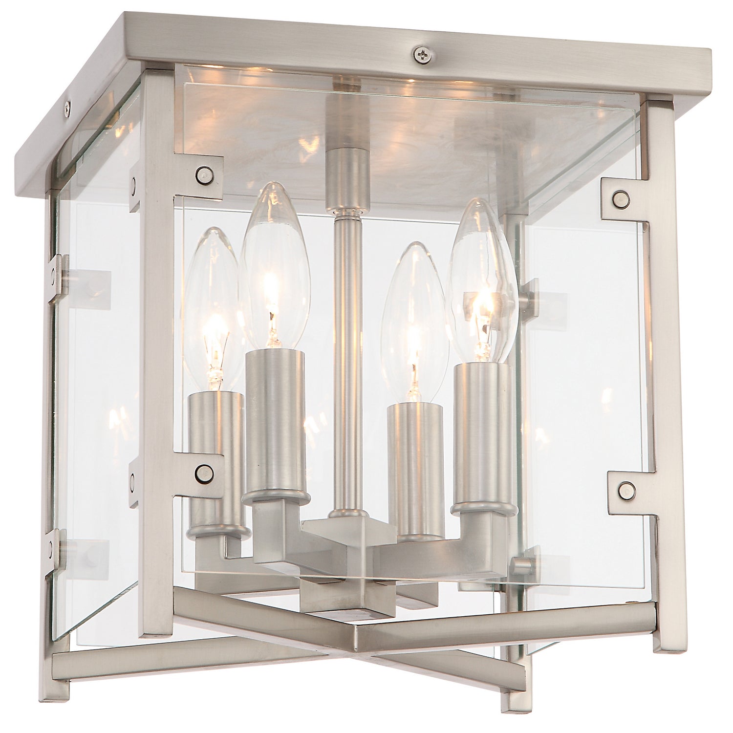 Danbury Four Light Flush Mount in Brushed Nickel