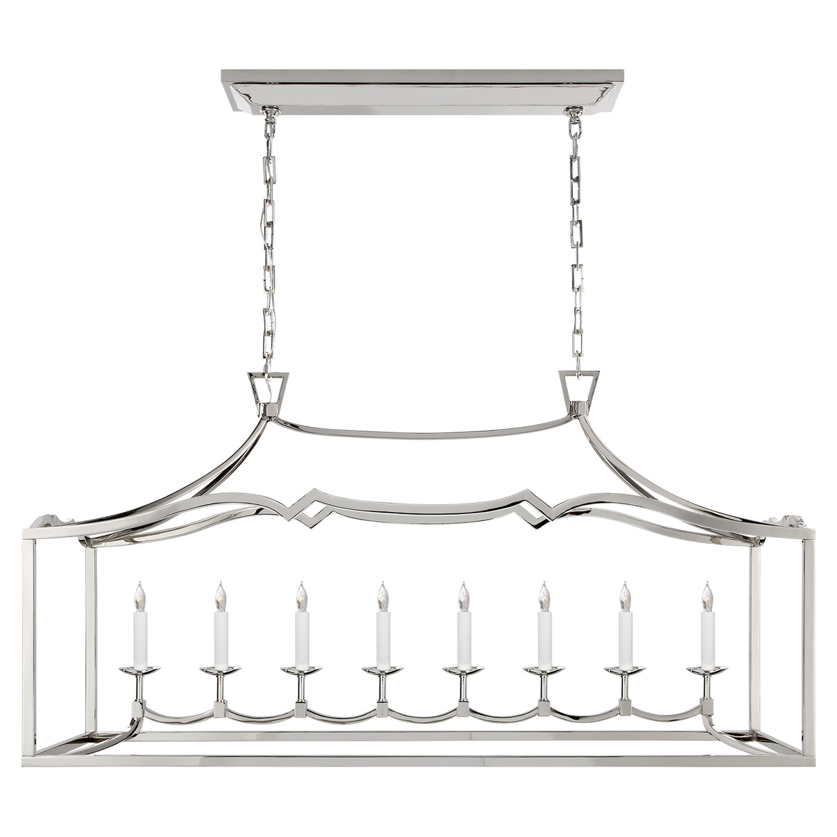 Darlana Fancy Eight Light Linear Pendant in Polished Nickel