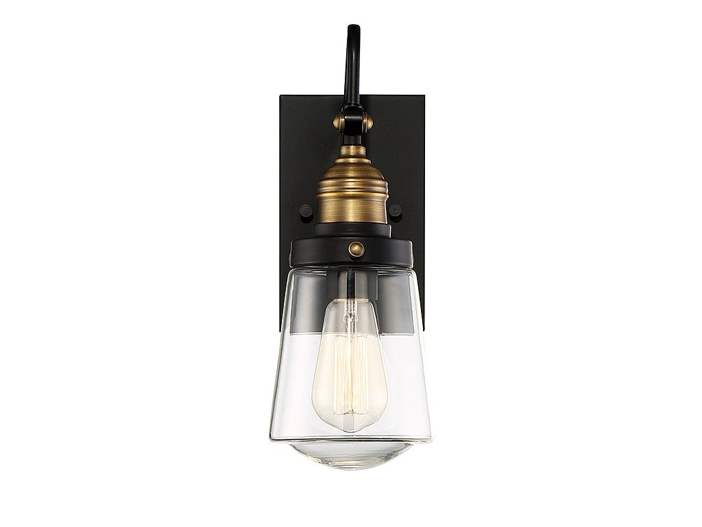 Macauley One Light Wall Mount in Vintage Black w/Warm Brass