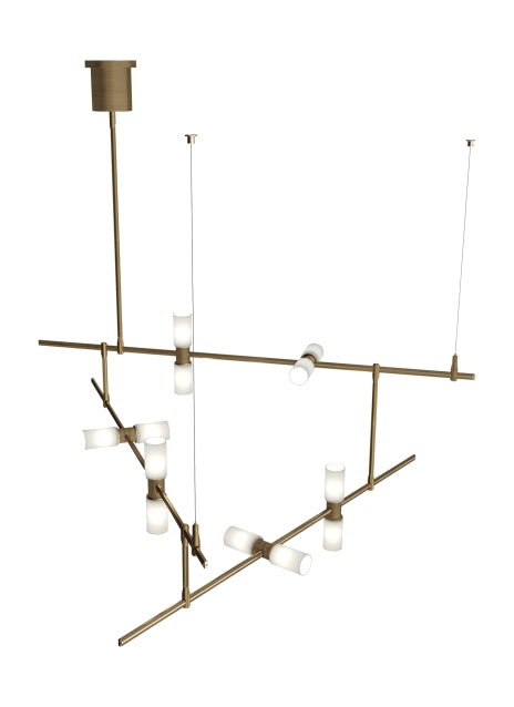 ModernRail LED Chandelier in Aged Brass