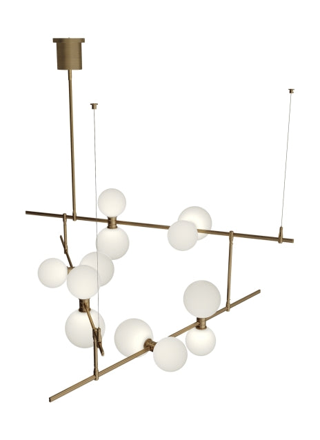 ModernRail LED Chandelier in Aged Brass