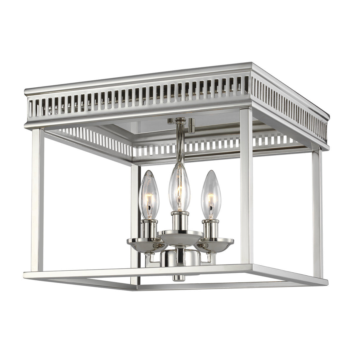 Woodruff Three Light Flush Mount in Polished Nickel