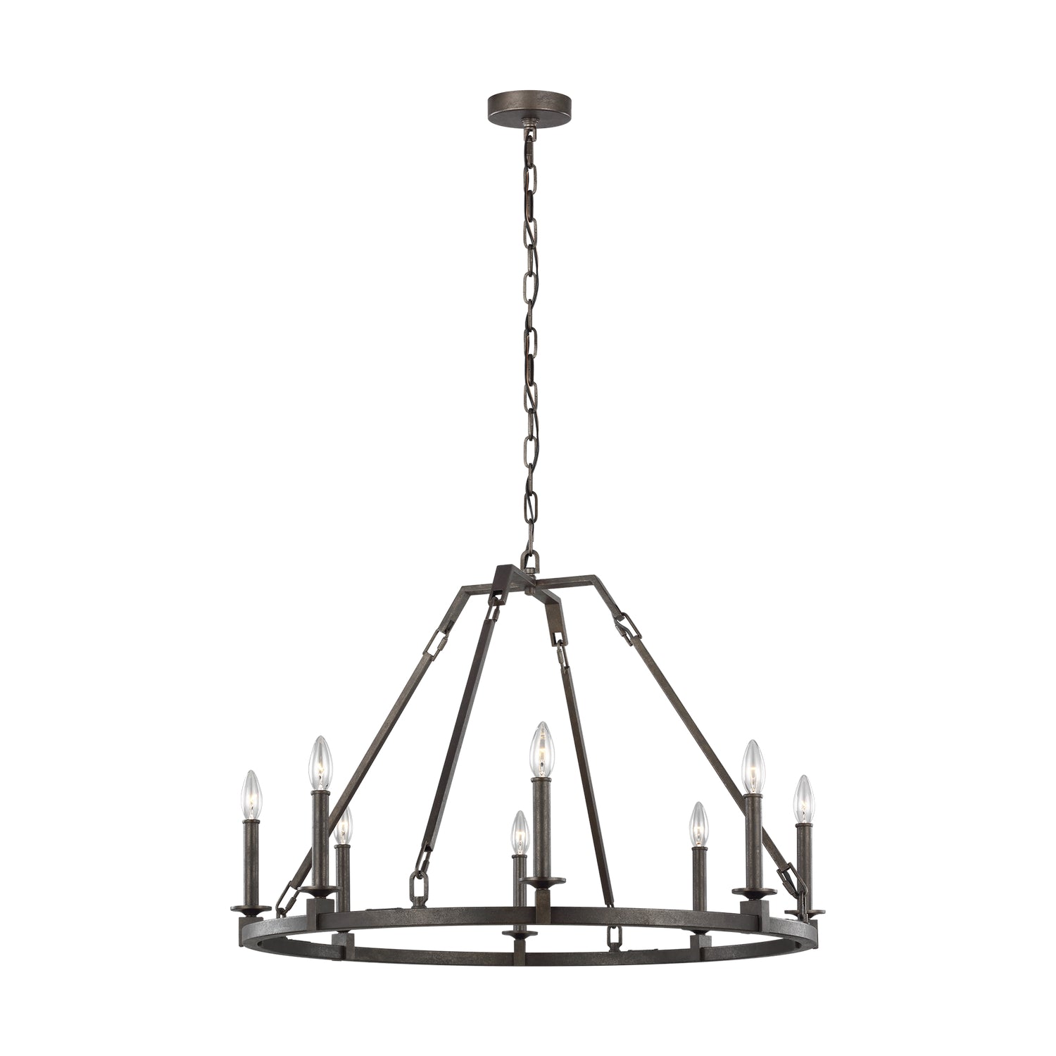 Landen Eight Light Chandelier in Smith Steel