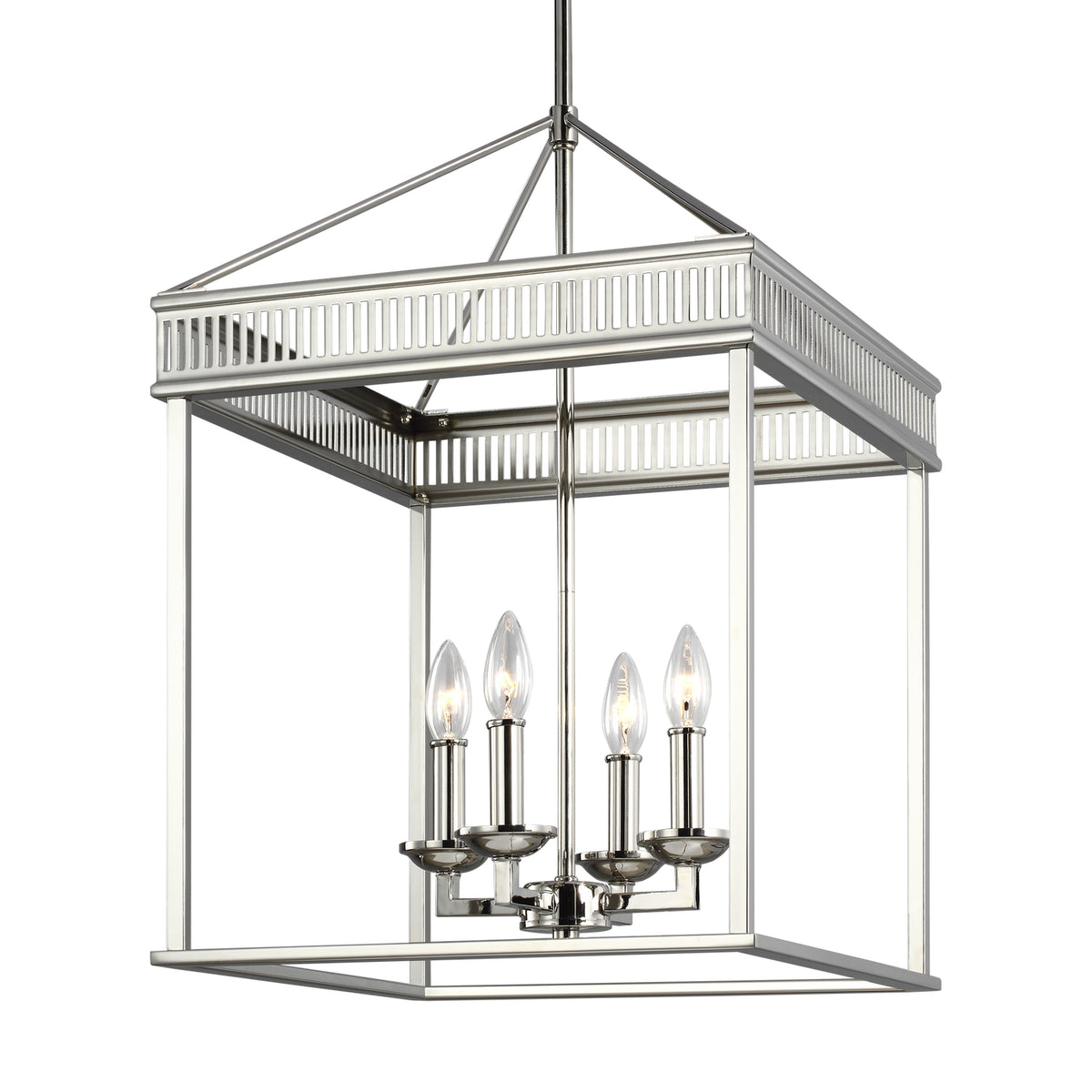 Woodruff Four Light Lantern in Polished Nickel