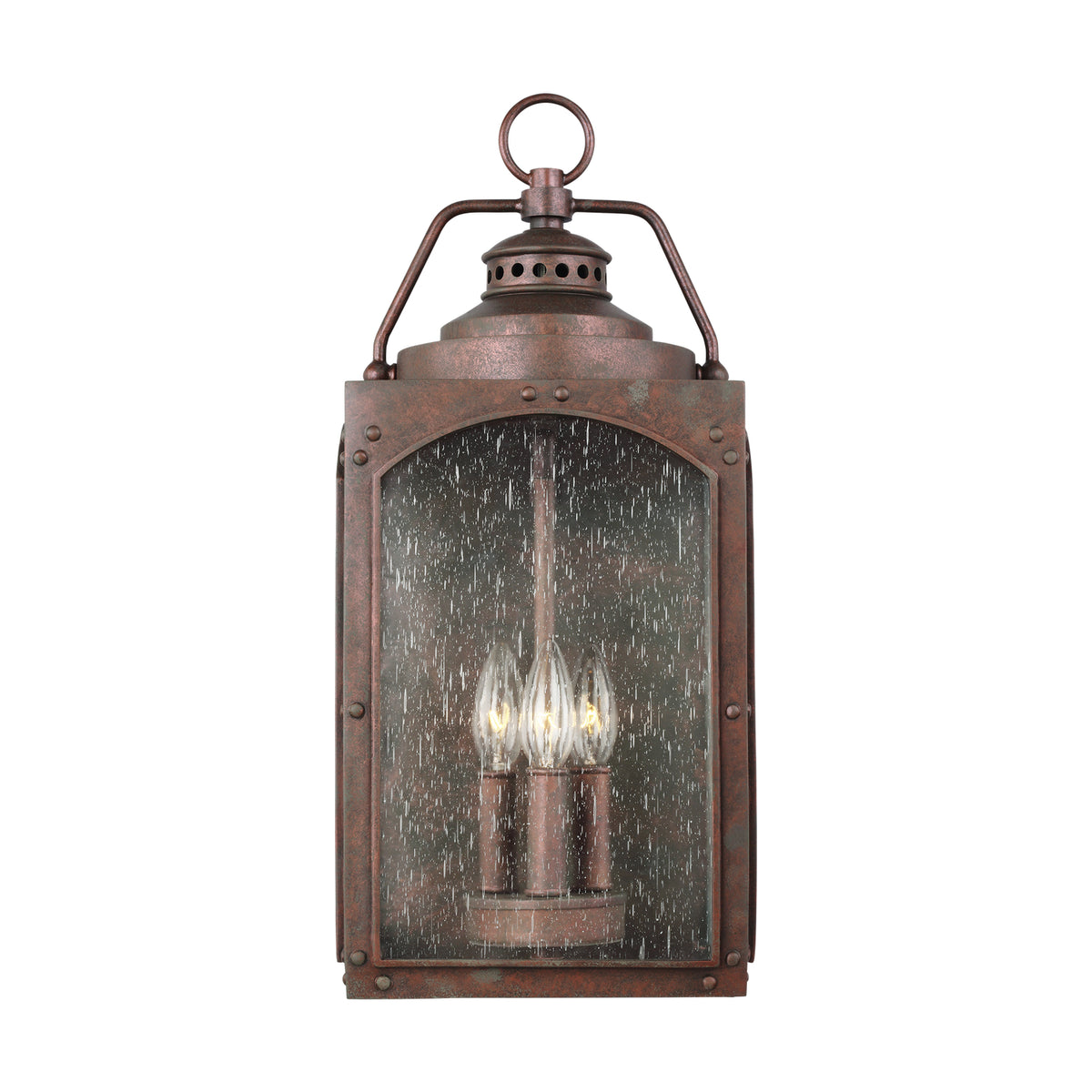 Randhurst Three Light Outdoor Wall Lantern in Copper Oxide