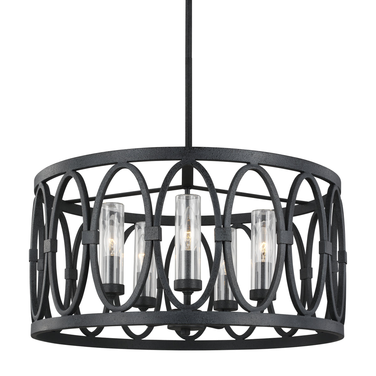 Patrice Five Light Outdoor Chandelier in Dark Weathered Zinc