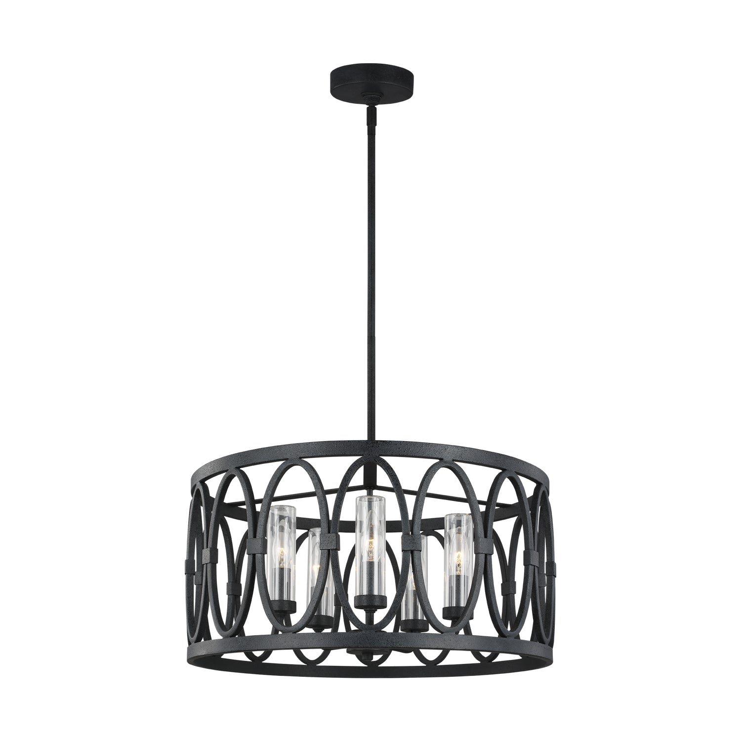 Patrice Five Light Outdoor Chandelier in Dark Weathered Zinc