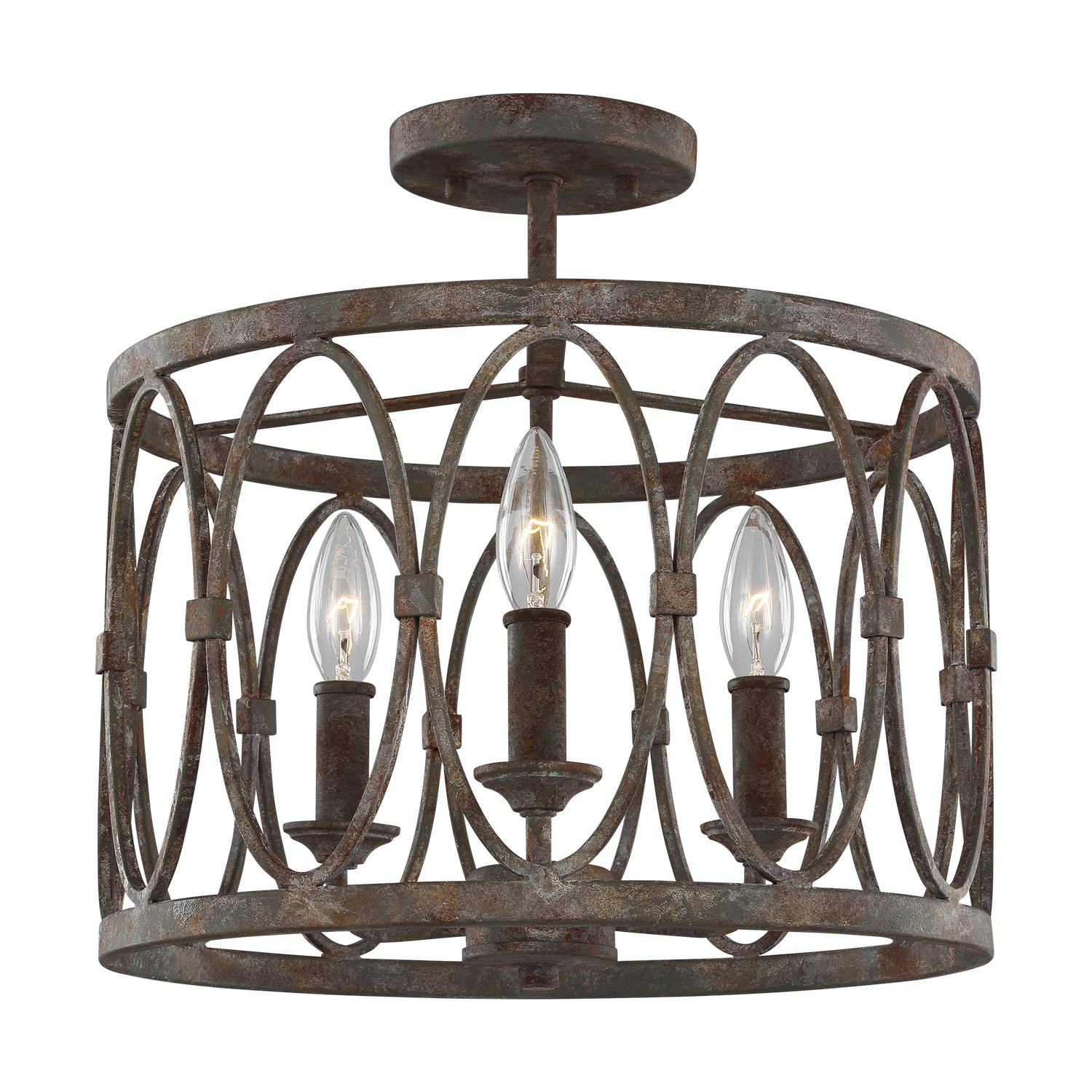 Patrice Three Light Semi-Flush Mount in Deep Abyss
