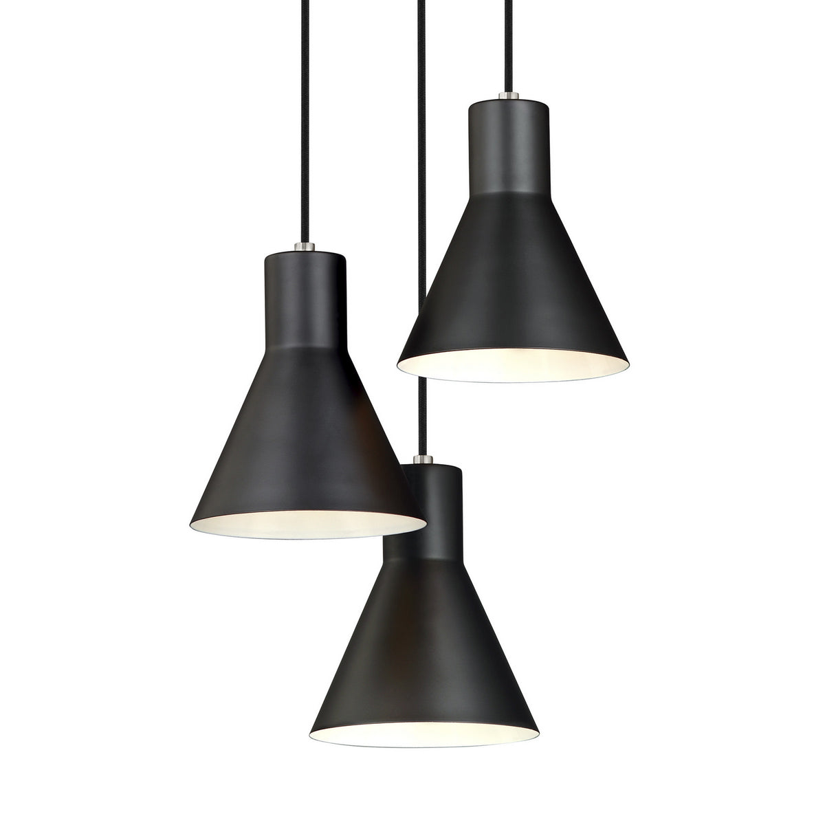 Towner Three Light Cluster Pendant in Brushed Nickel