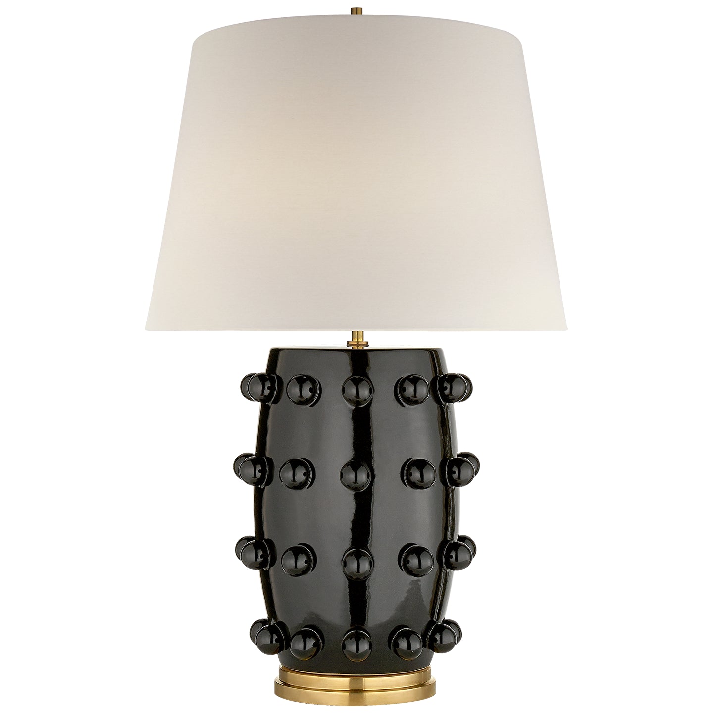 Linden Medium Lamp in Black with Linen Shade