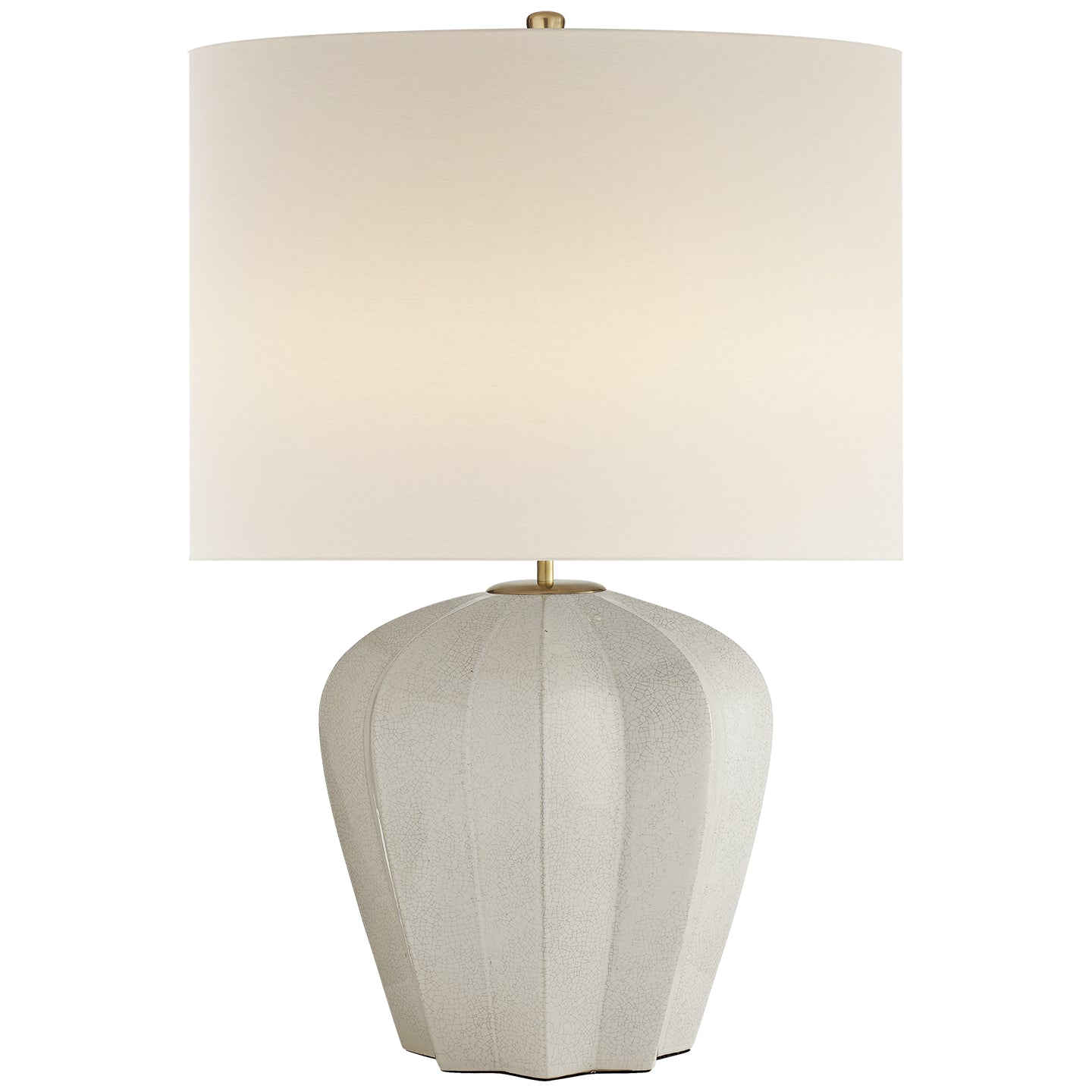 Pierrepont Medium Table Lamp in Bone Craquelure with Linen Shade