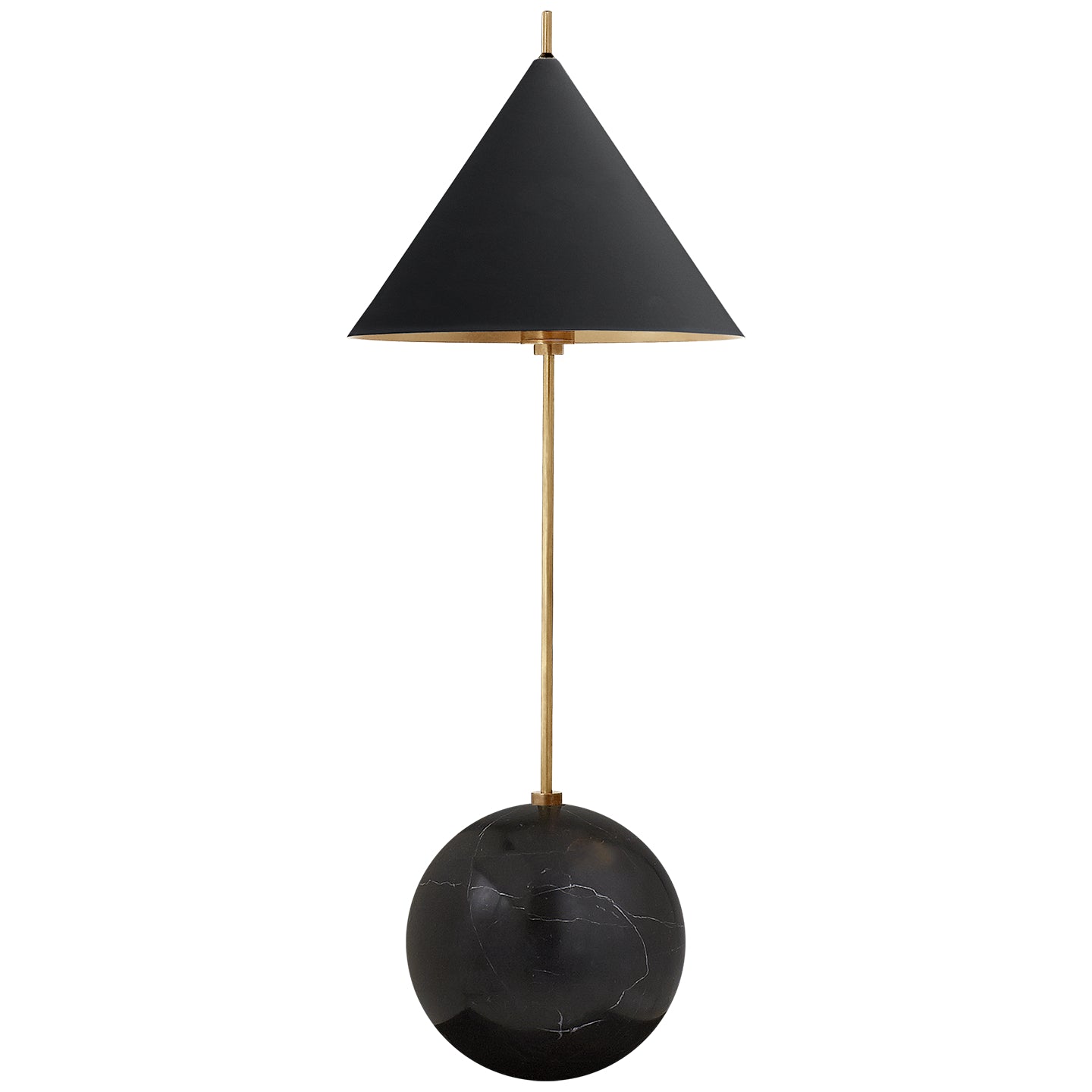 Cleo Orb Base Accent Lamp in Antique-Burnished Brass with Black Shade. KW 3118AB/BLK