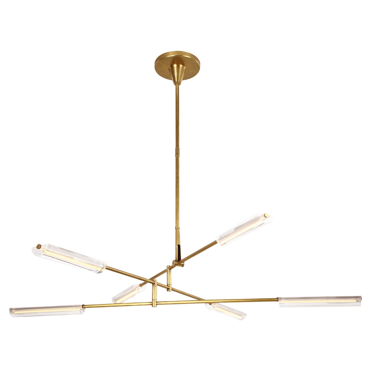 Daley Large Six Light Chandelier in Natural Brass with Clear Acrylic