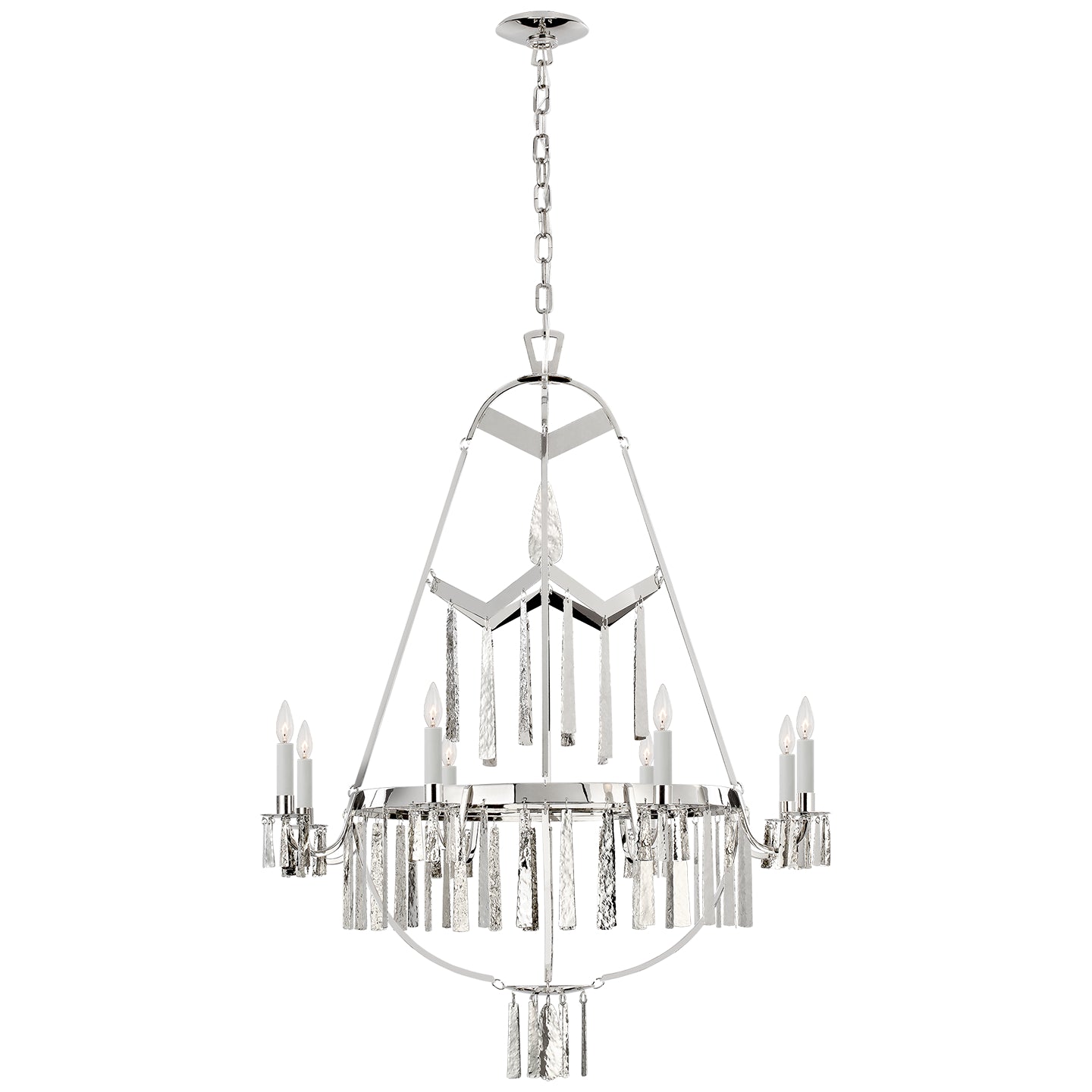 Lustre Natalie à huit lumières en nickel poli