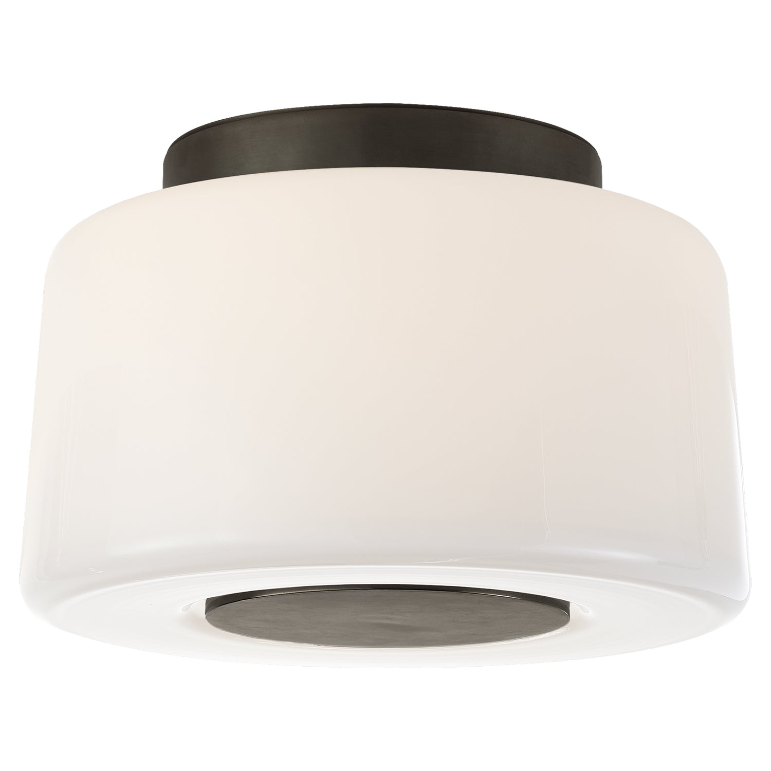 Acme Large Flush Mount in Soft Brass with White Glass