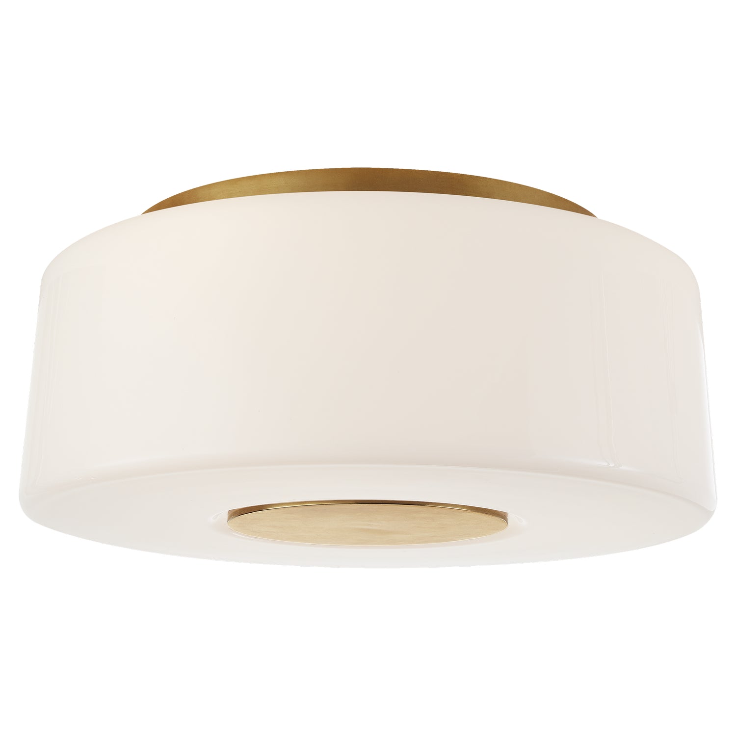 Acme Large Flush Mount in Soft Brass with White Glass