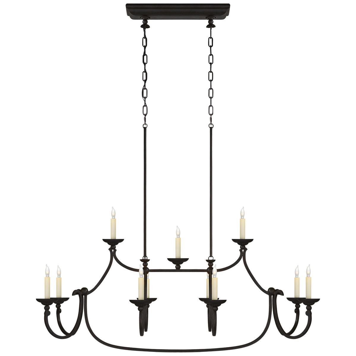 Flemish 11 Light Linear Pendant in Aged Iron