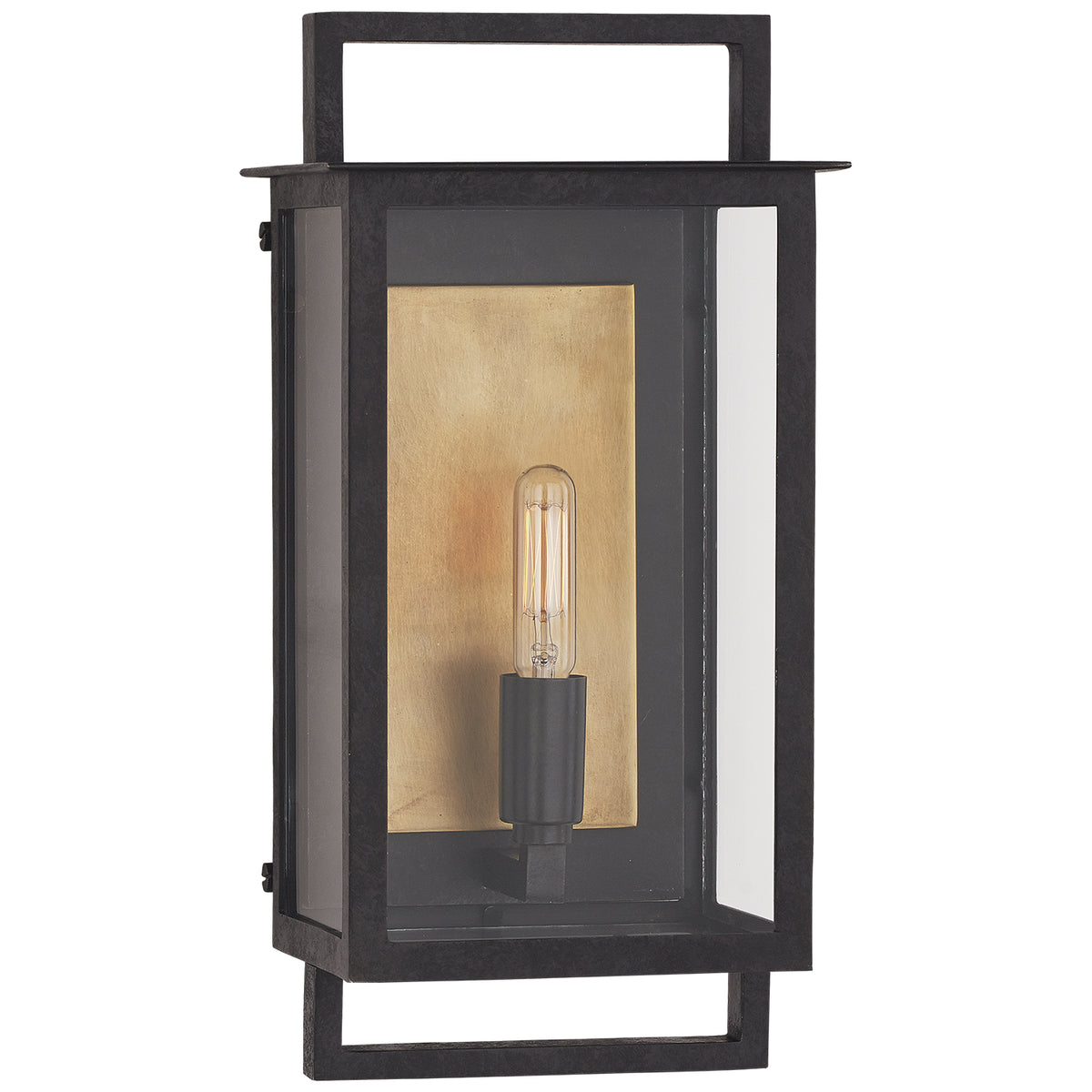 Halle One Light Outdoor Wall Sconce in Aged Iron and Clear Glass