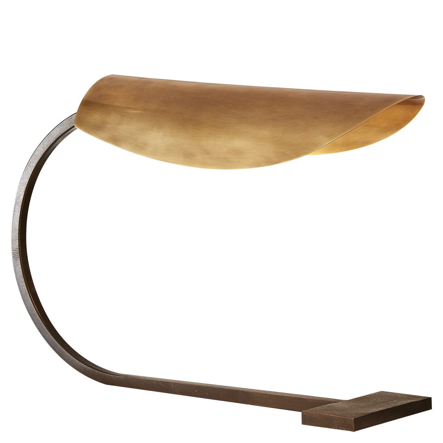 Lola Small Desk Lamp in Aged Iron with Hand-Rubbed Antique Brass Shade
