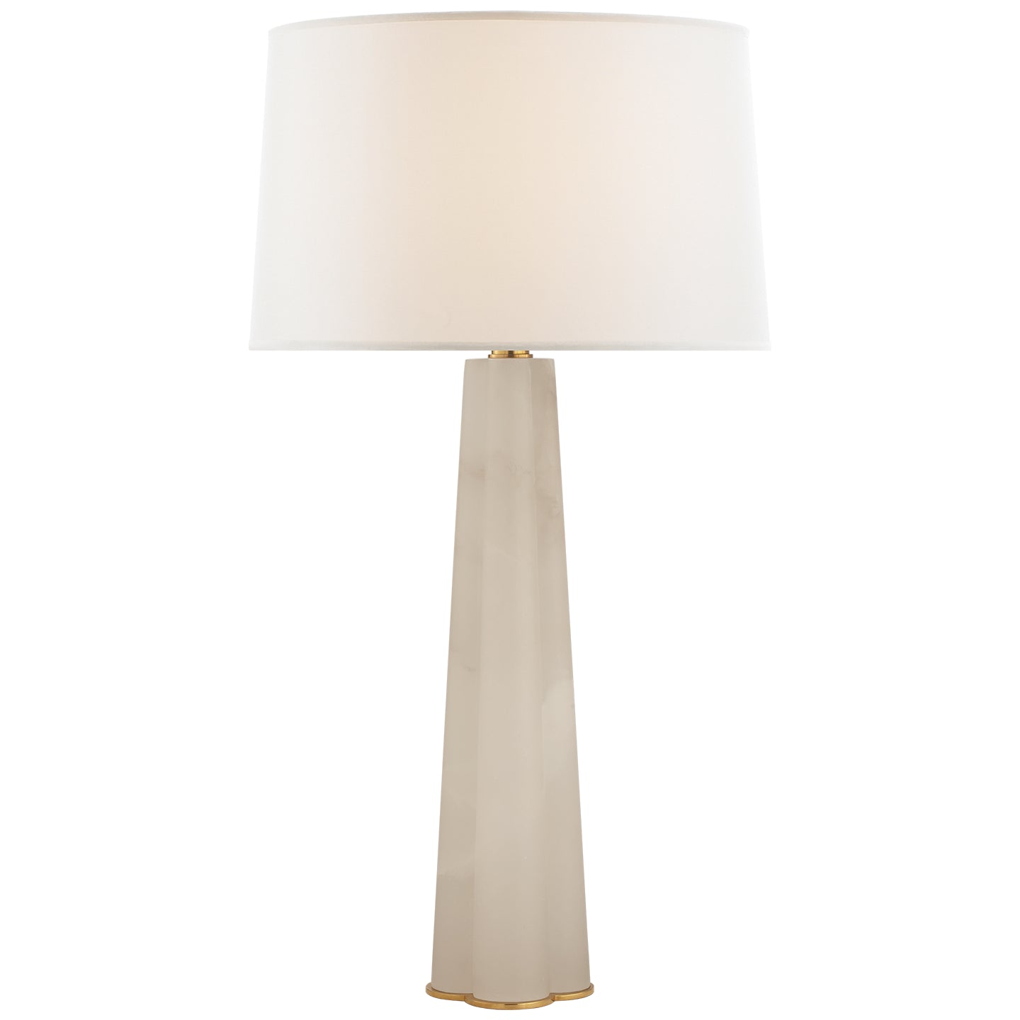 Adeline Large Quatrefoil Table Lamp in Alabaster with Linen Shade