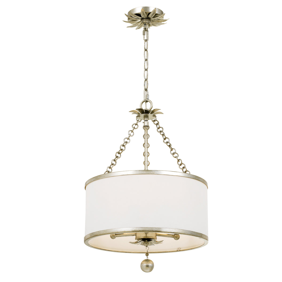 Broche Three Light Chandelier in Antique Silver
