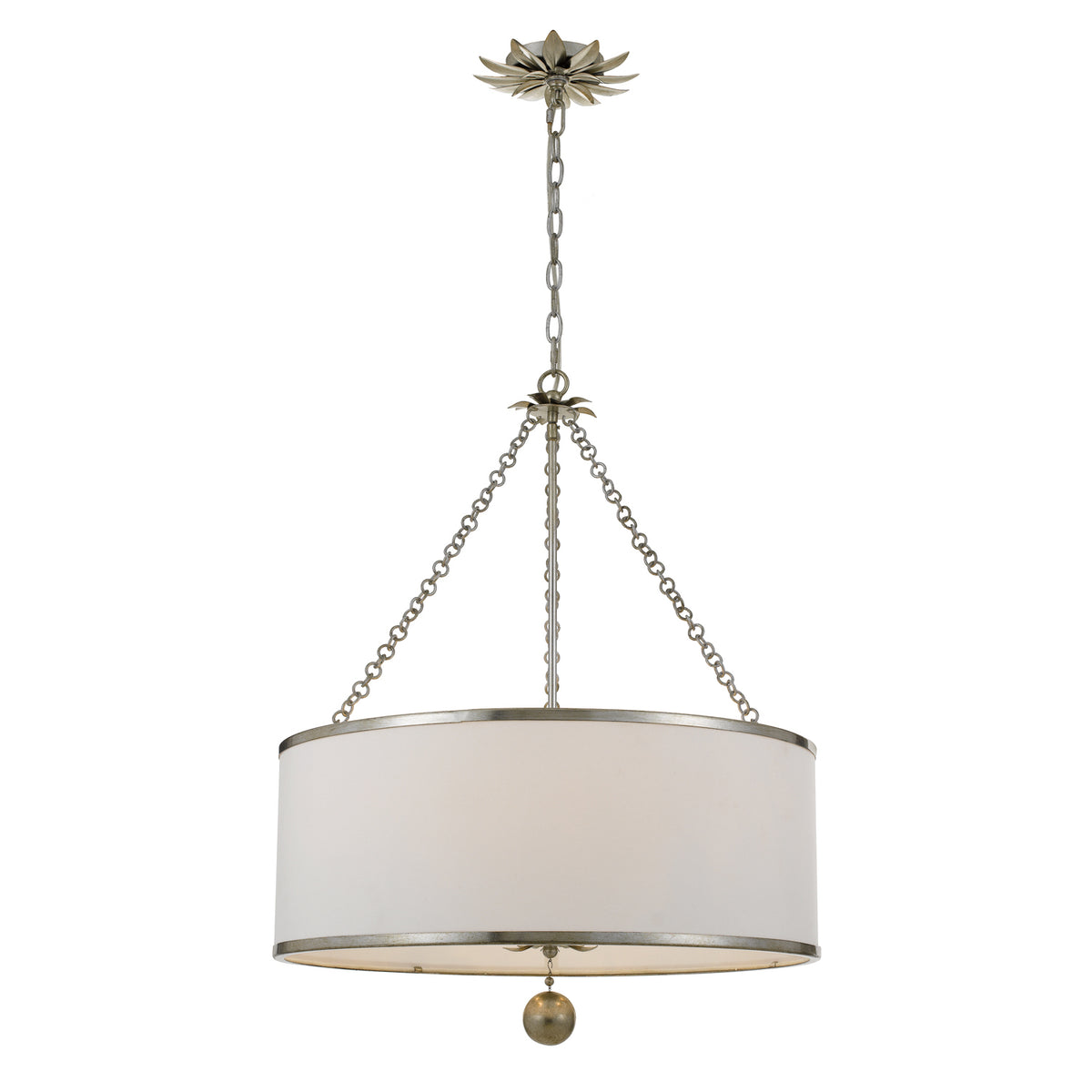 Broche Six Light Chandelier in Antique Silver