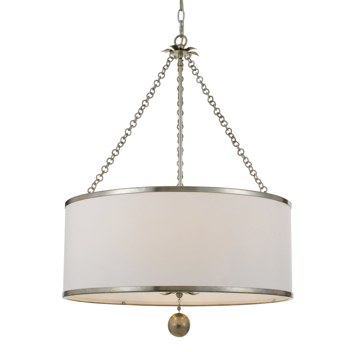 Broche Six Light Chandelier in Antique Silver