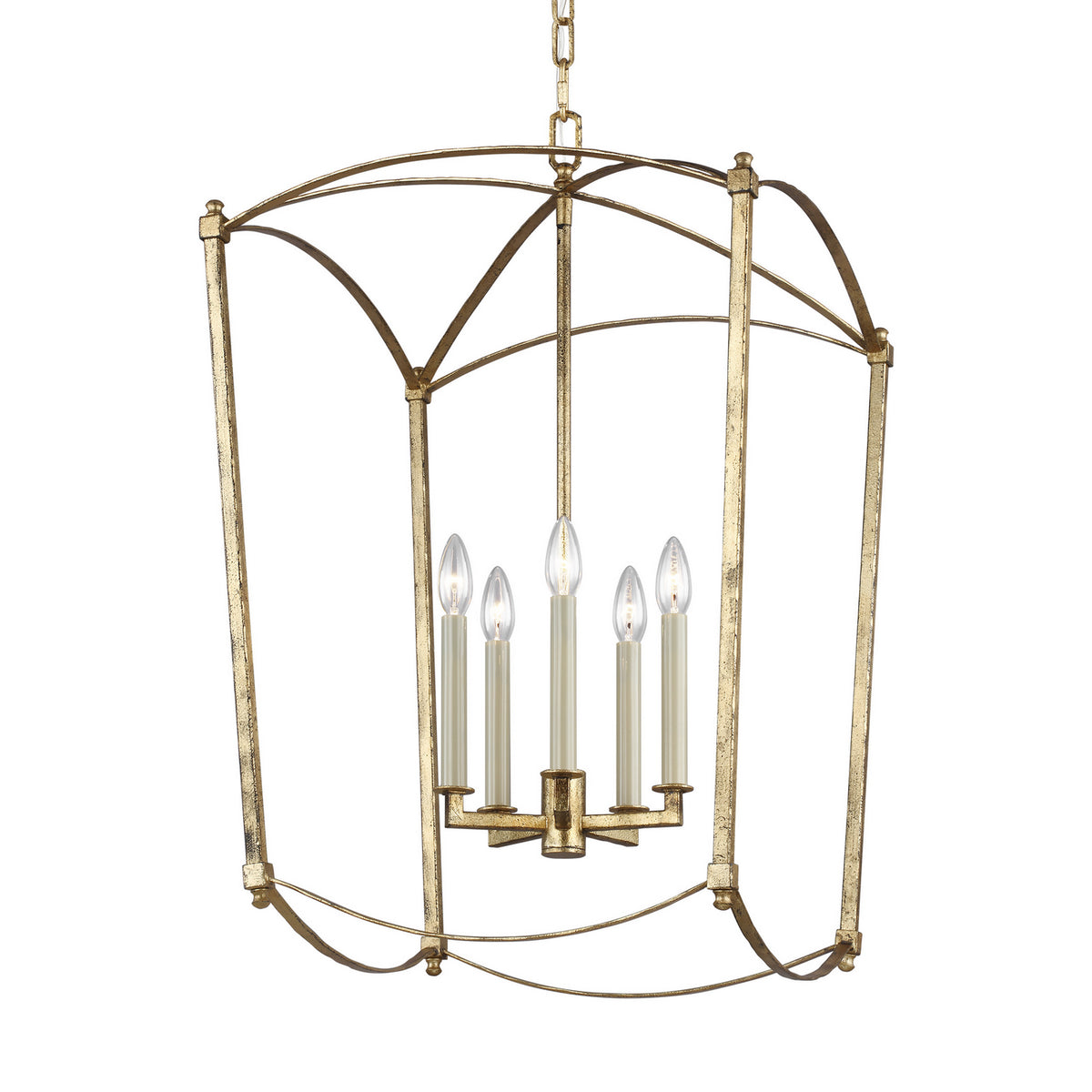 Thayer Five Light Lantern in Antique Gild