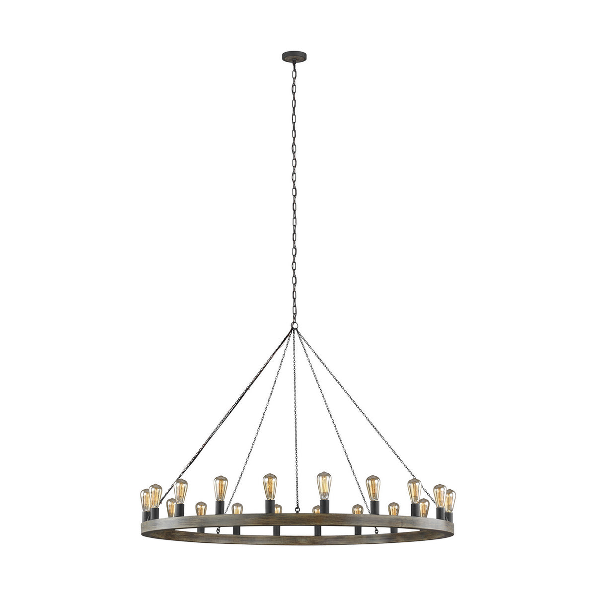 Avenir 20 Light Chandelier in Weathered Oak Wood / Antique Forged Iron