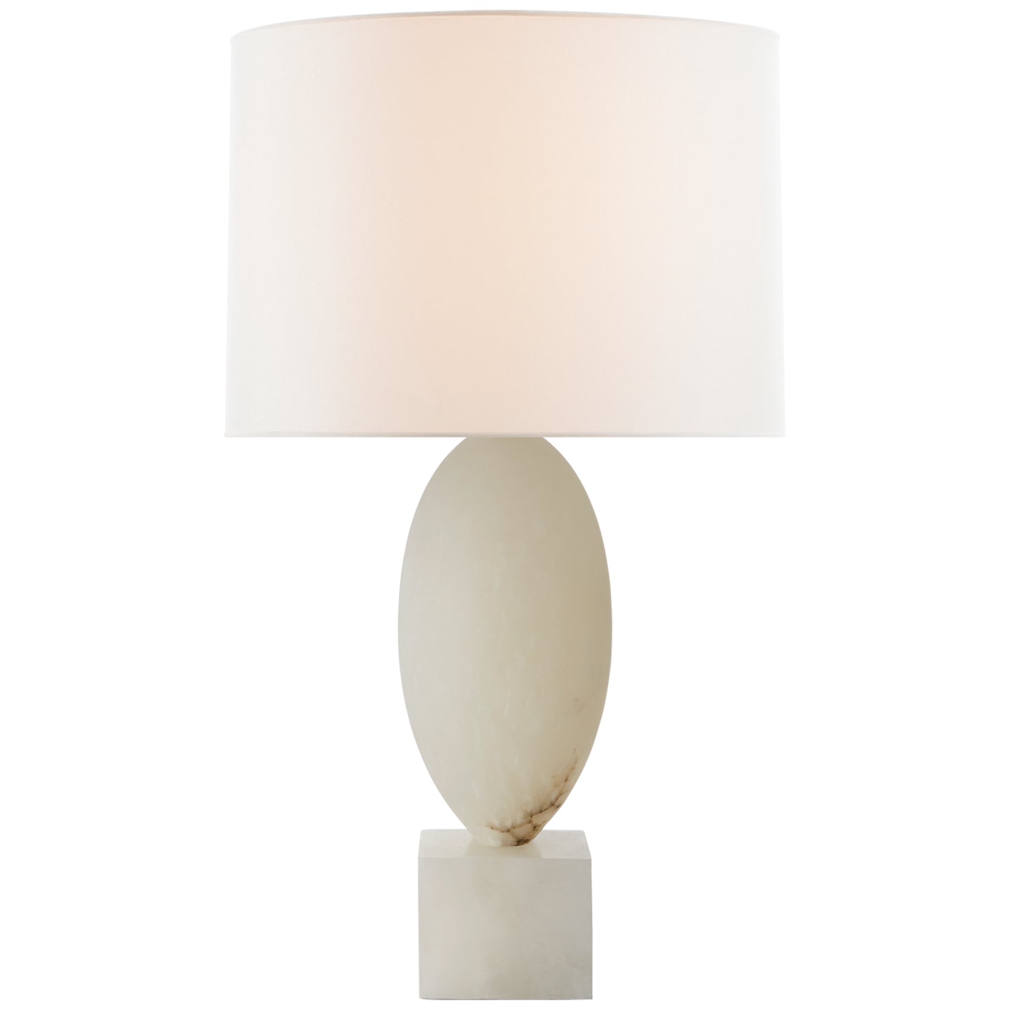 Versa Large Table Lamp in Alabaster with Linen Shade