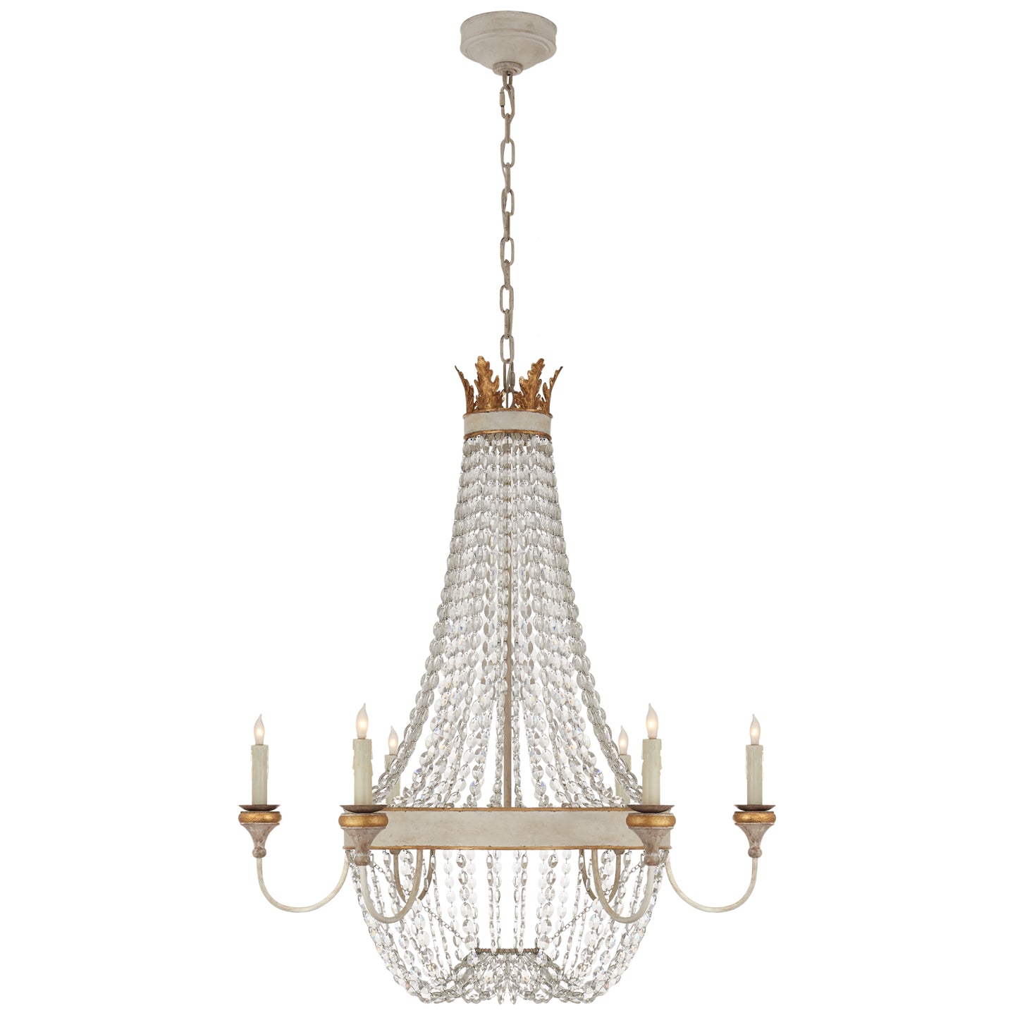 Entellina Six Light Chandelier in Vintage White and Gild